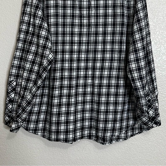 Torrid Black White Plaid Flannel Lace-Up Pockets Long Sleeves Shirt, Size 2X - Picture 7 of 11
